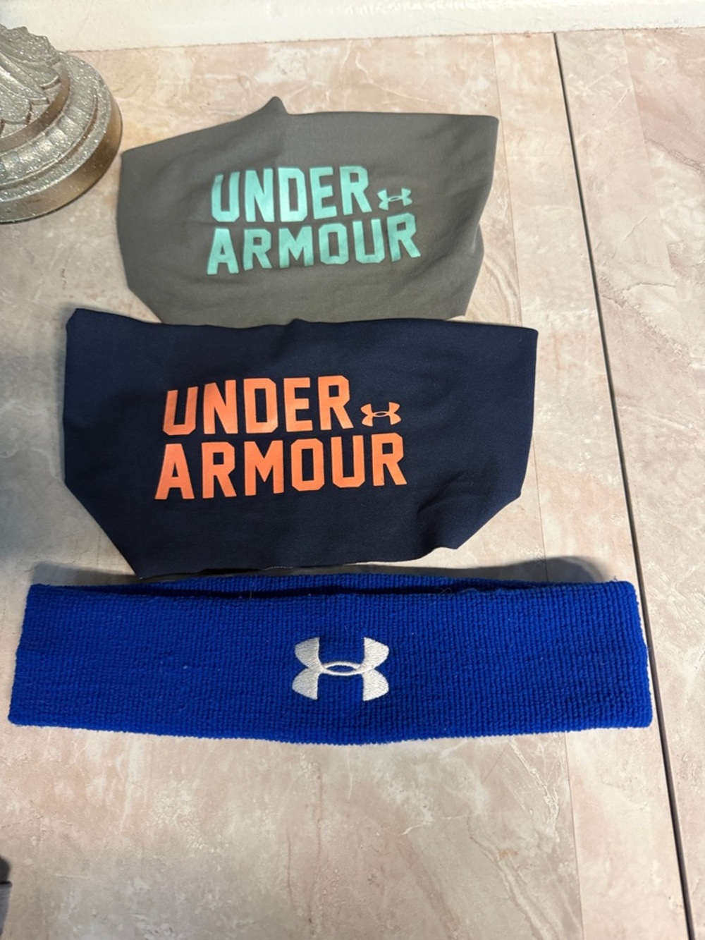 Under Armour Gray & Navy Headbands with Royal Blue Headband